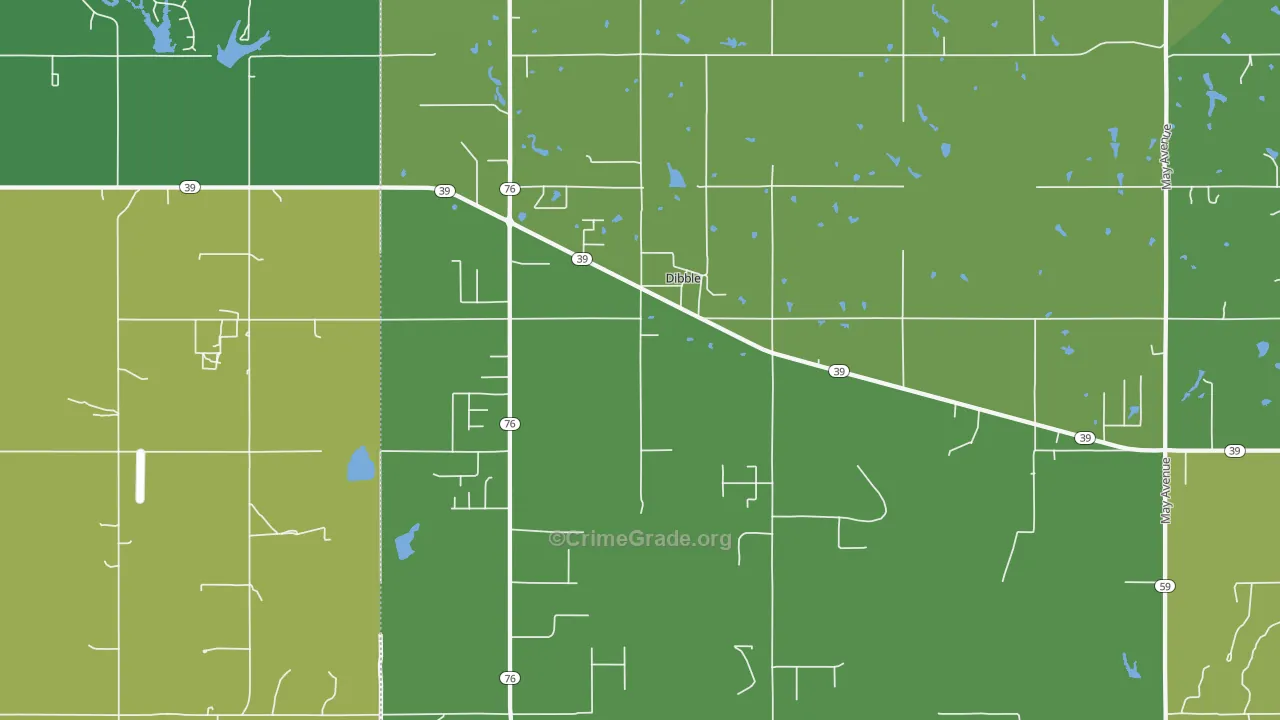 Dibble, OK Map of Vandalism Rates