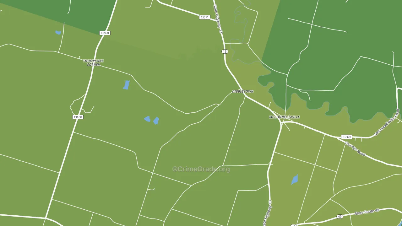 Dibbletown, NY Map of Vandalism Rates