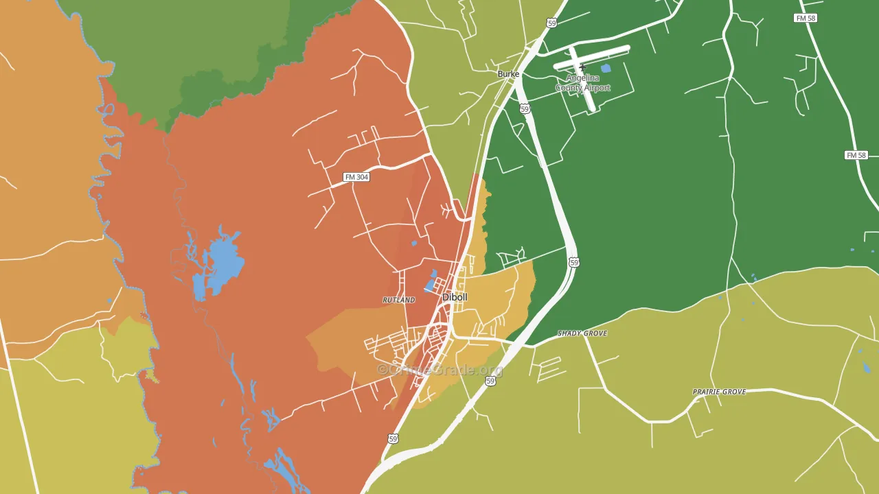 Diboll, TX Map of Vandalism Rates