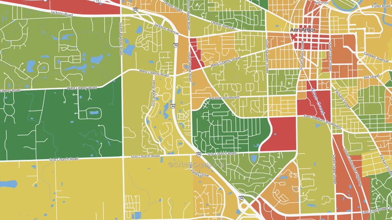 Dicken, Ann Arbor, MI Map of Vandalism Rates
