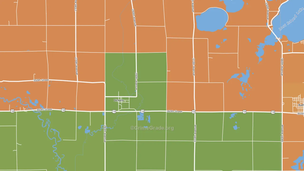Dickens, IA Map of Vandalism Rates