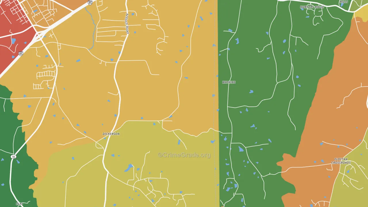 Dickerson, NC Map of Vandalism Rates