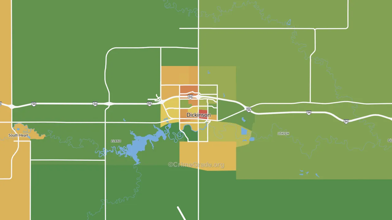Dickinson, ND Map of Vandalism Rates