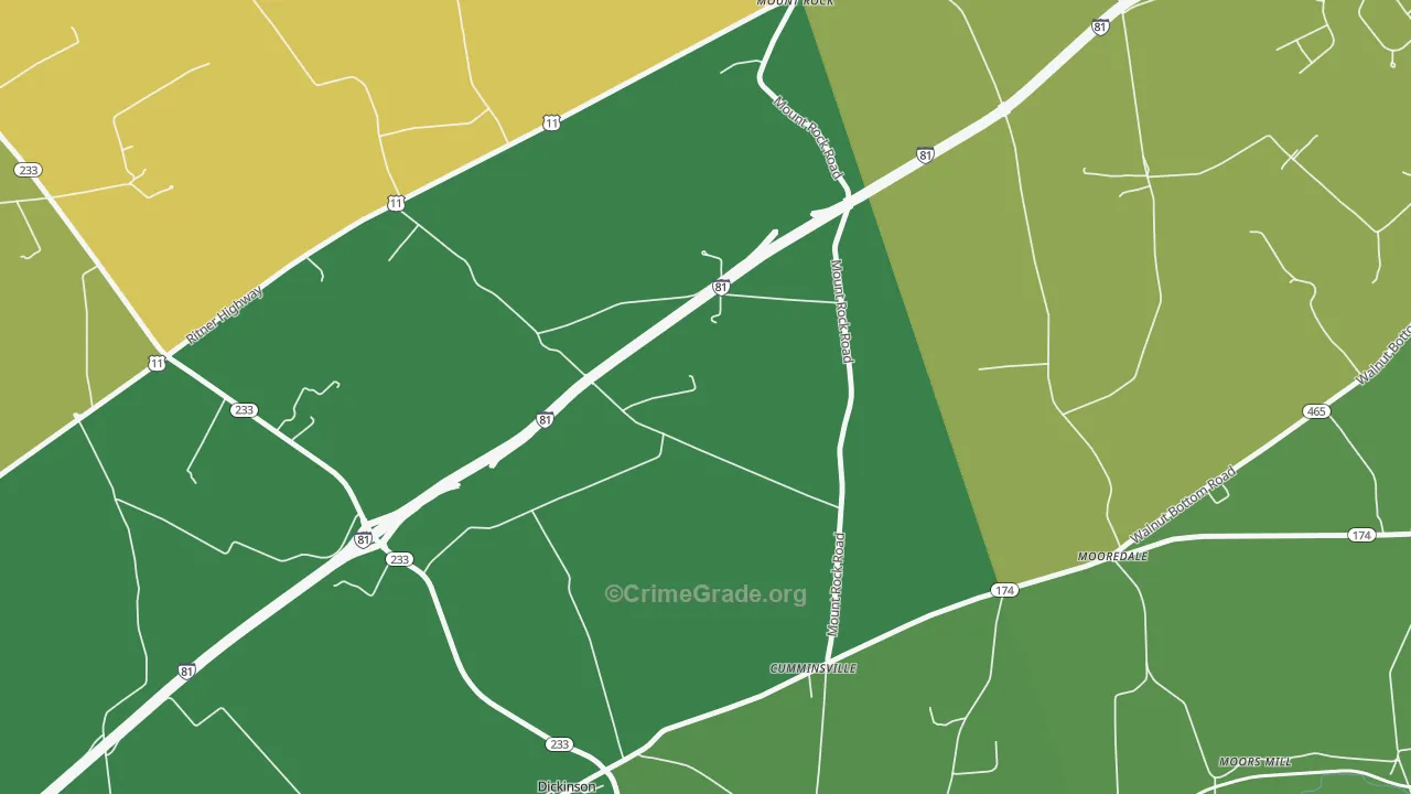 Dickinson, PA Map of Vandalism Rates