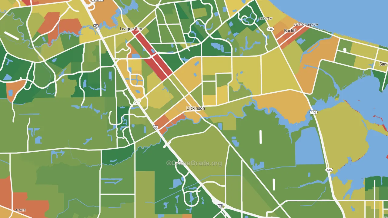 Dickinson, TX Map of Vandalism Rates