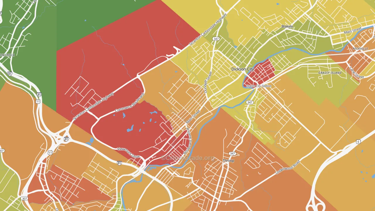 Dickson City, PA Map of Vandalism Rates