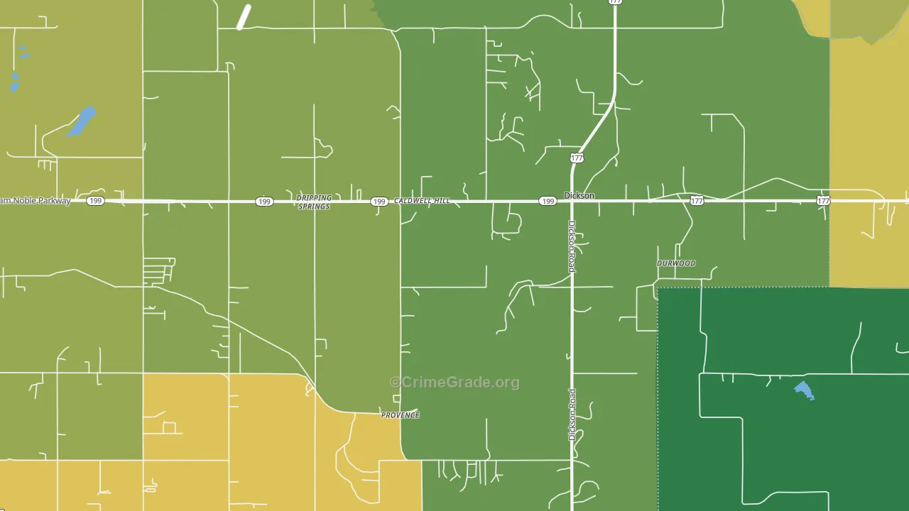 Dickson, OK Map of Vandalism Rates