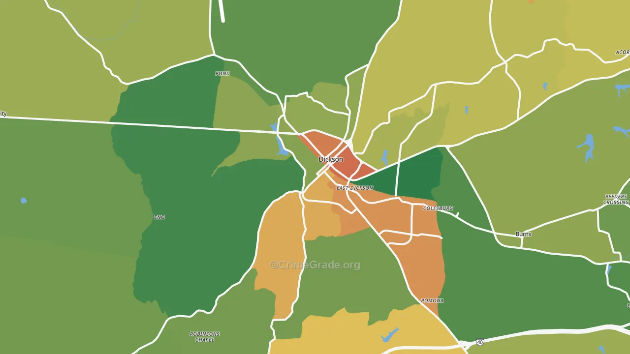 Dickson, TN Map of Vandalism Rates