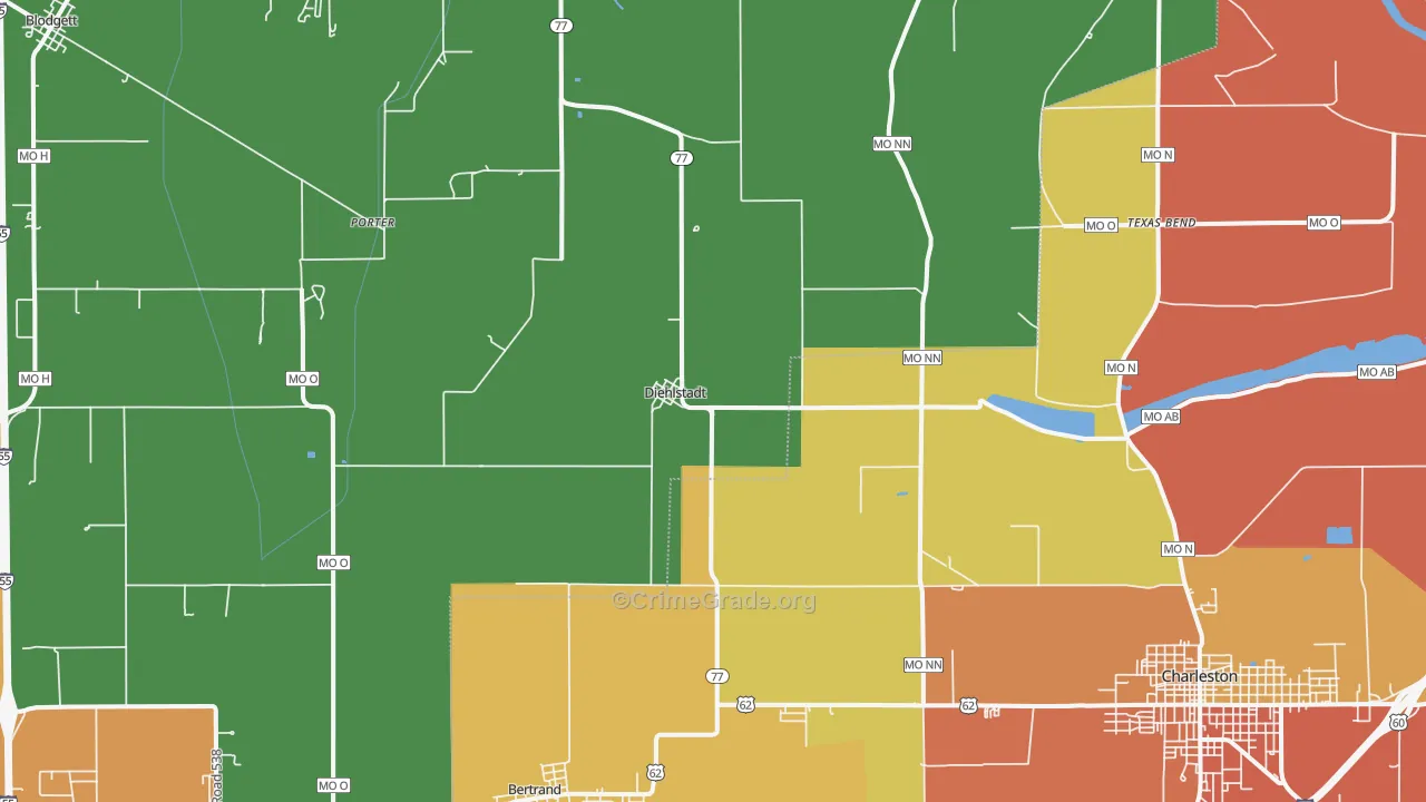 Diehlstadt, MO Map of Vandalism Rates