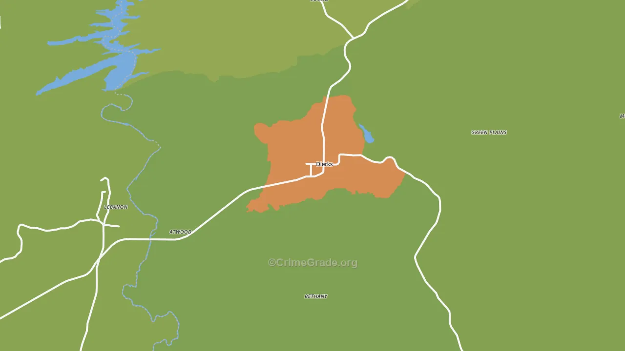 Dierks, AR Map of Vandalism Rates
