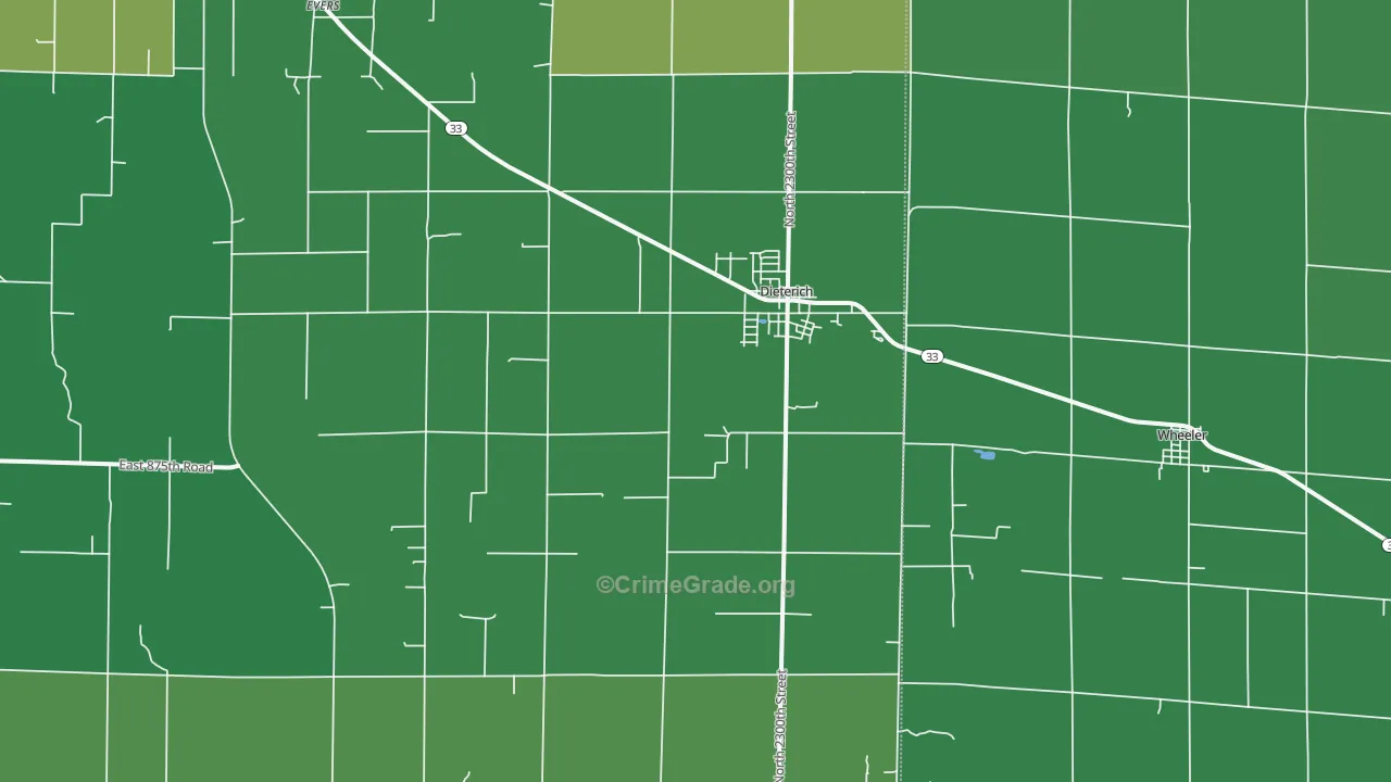 Dieterich, IL Map of Vandalism Rates