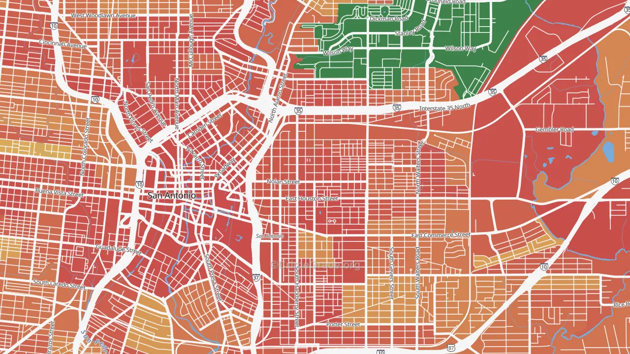 Dignowity Hill, San Antonio, TX Map of Vandalism Rates
