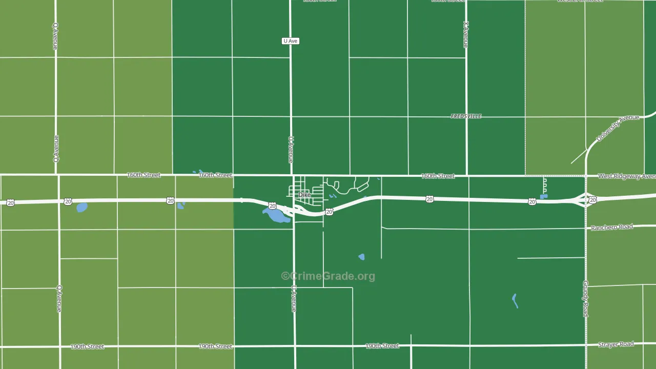 Dike, IA Map of Vandalism Rates