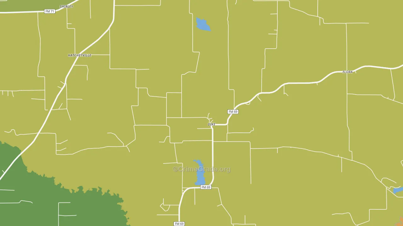 Dike, TX Map of Vandalism Rates