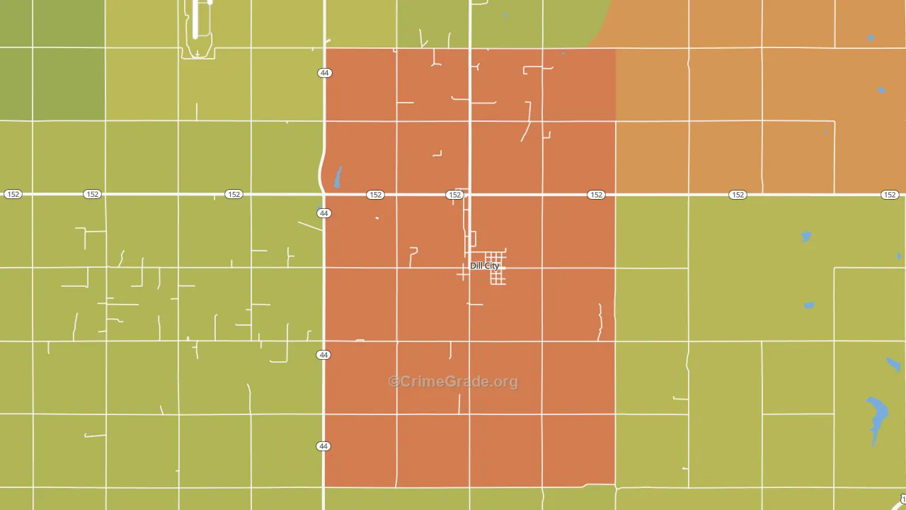 Dill City, OK Map of Vandalism Rates