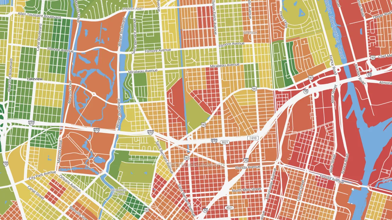Dillard, New Orleans, LA Map of Vandalism Rates