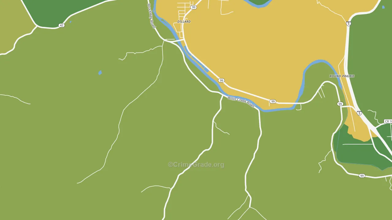Dillard, OR Map of Vandalism Rates