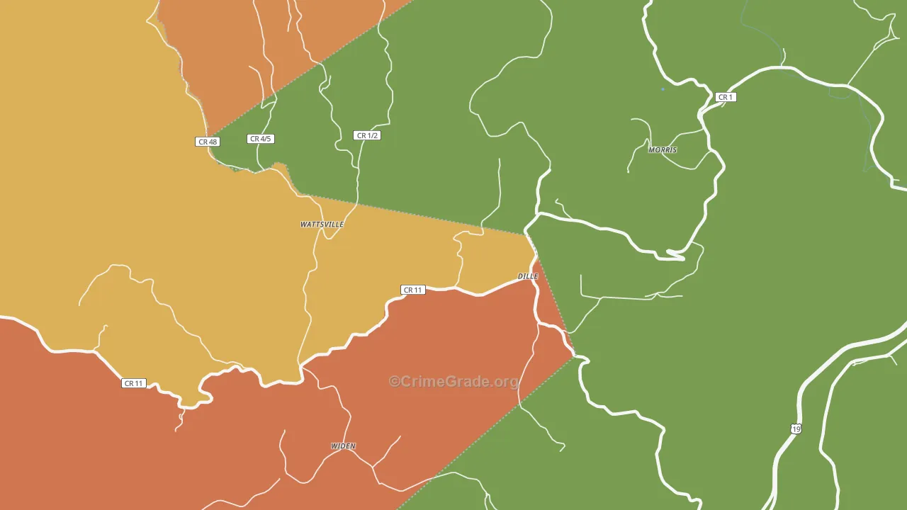 Dille, WV Map of Vandalism Rates
