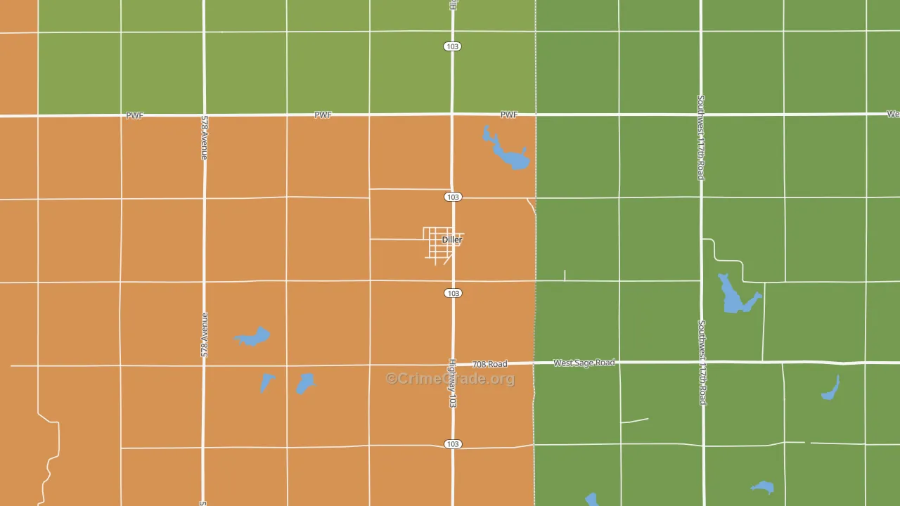 Diller, NE Map of Vandalism Rates
