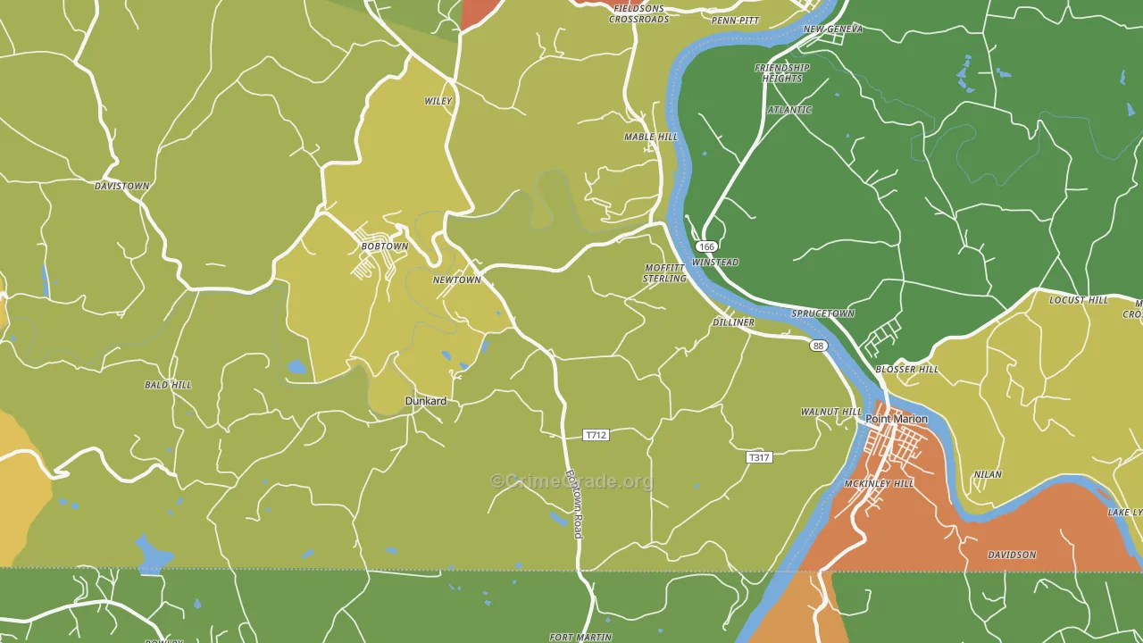 Dilliner, PA Map of Vandalism Rates