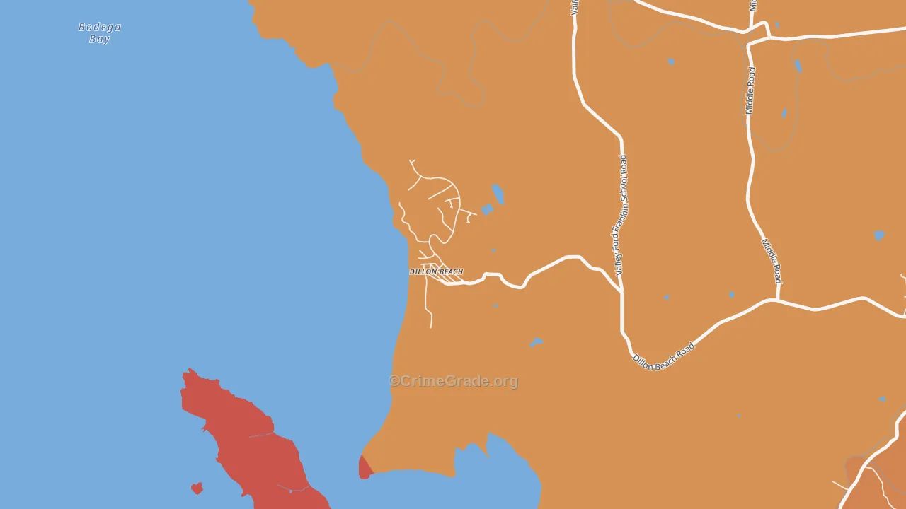 Dillon Beach, CA Map of Vandalism Rates