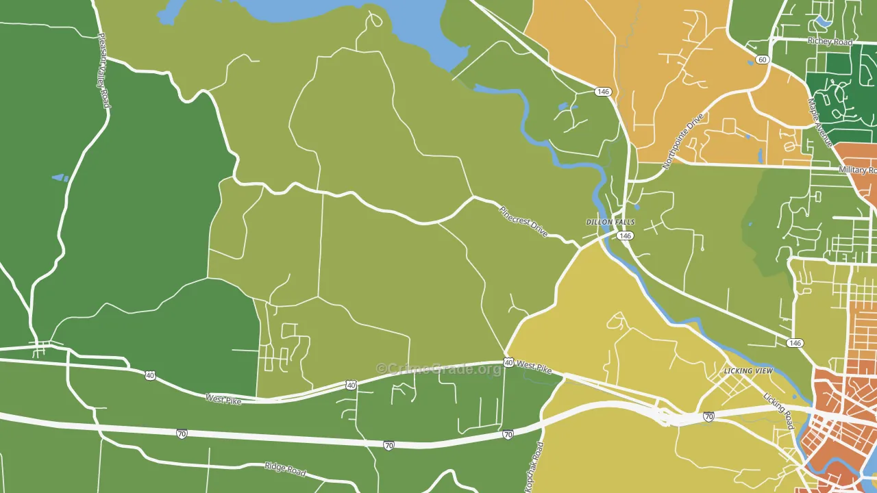 Dillon Falls, OH Map of Vandalism Rates
