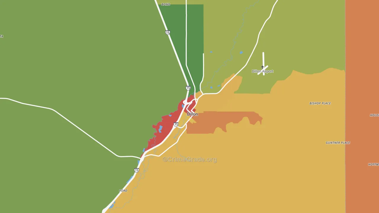 Dillon, MT Map of Vandalism Rates