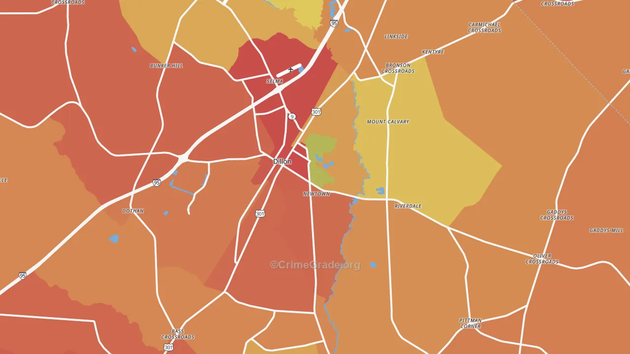 Dillon, SC Map of Vandalism Rates