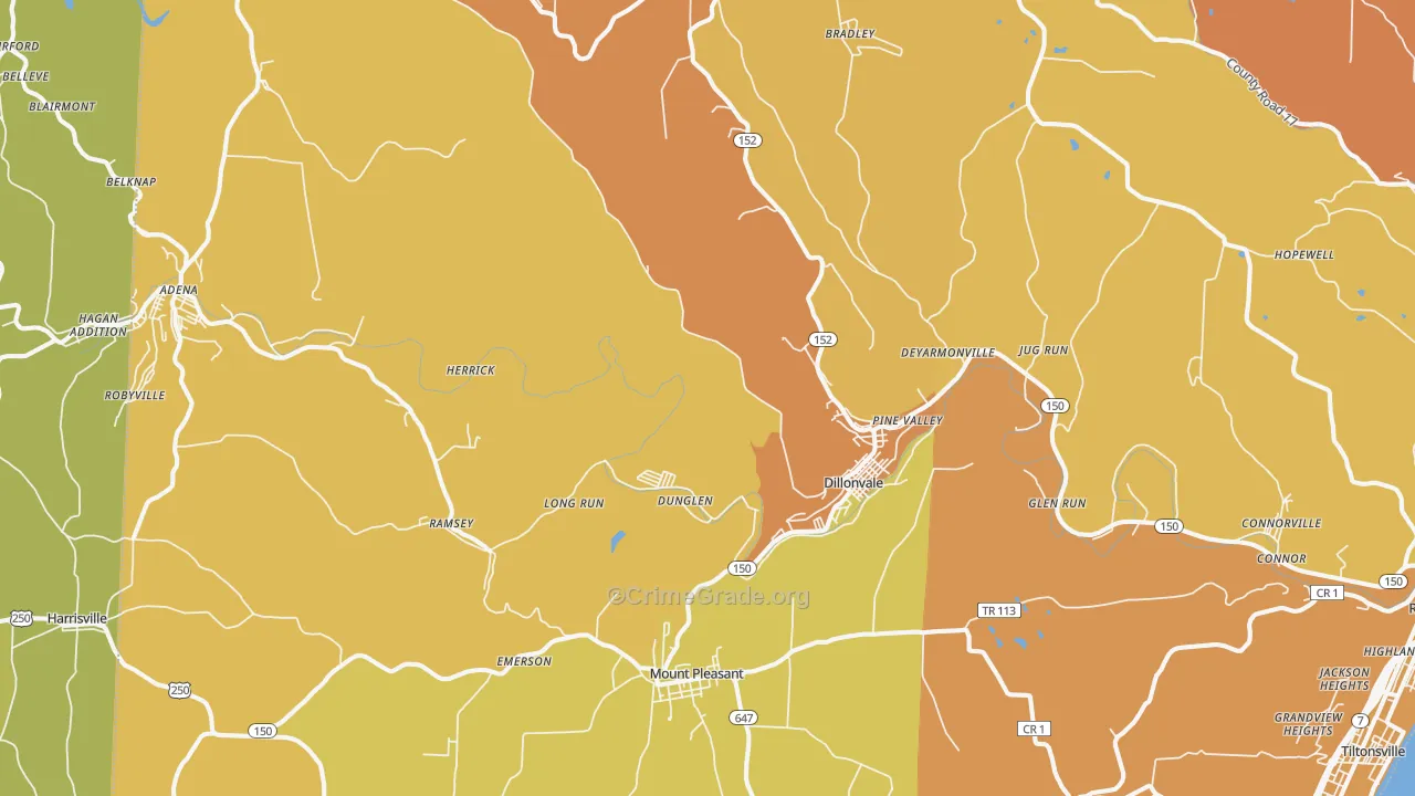 Dillonvale, OH Map of Vandalism Rates