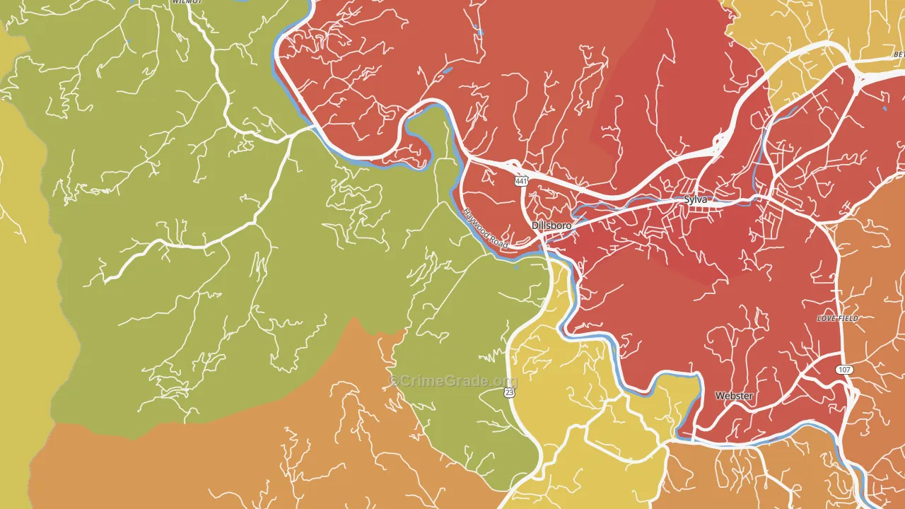 Dillsboro, NC Map of Vandalism Rates
