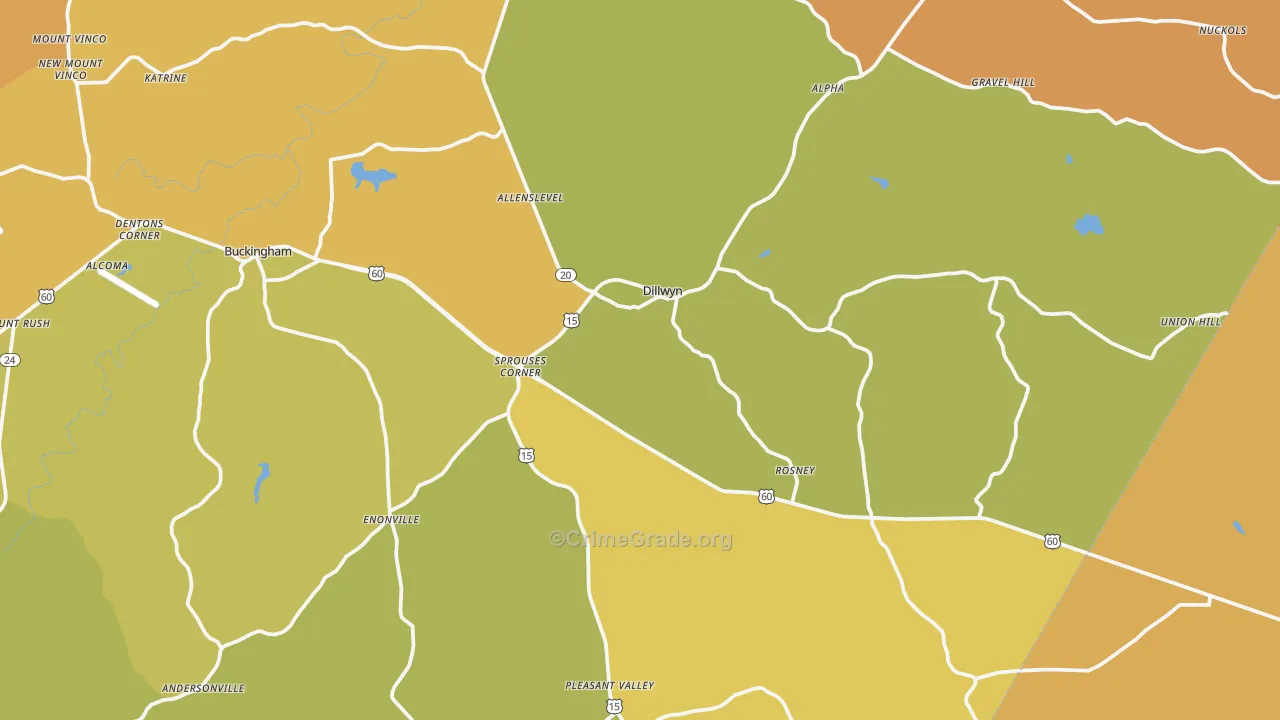Dillwyn, VA Map of Vandalism Rates
