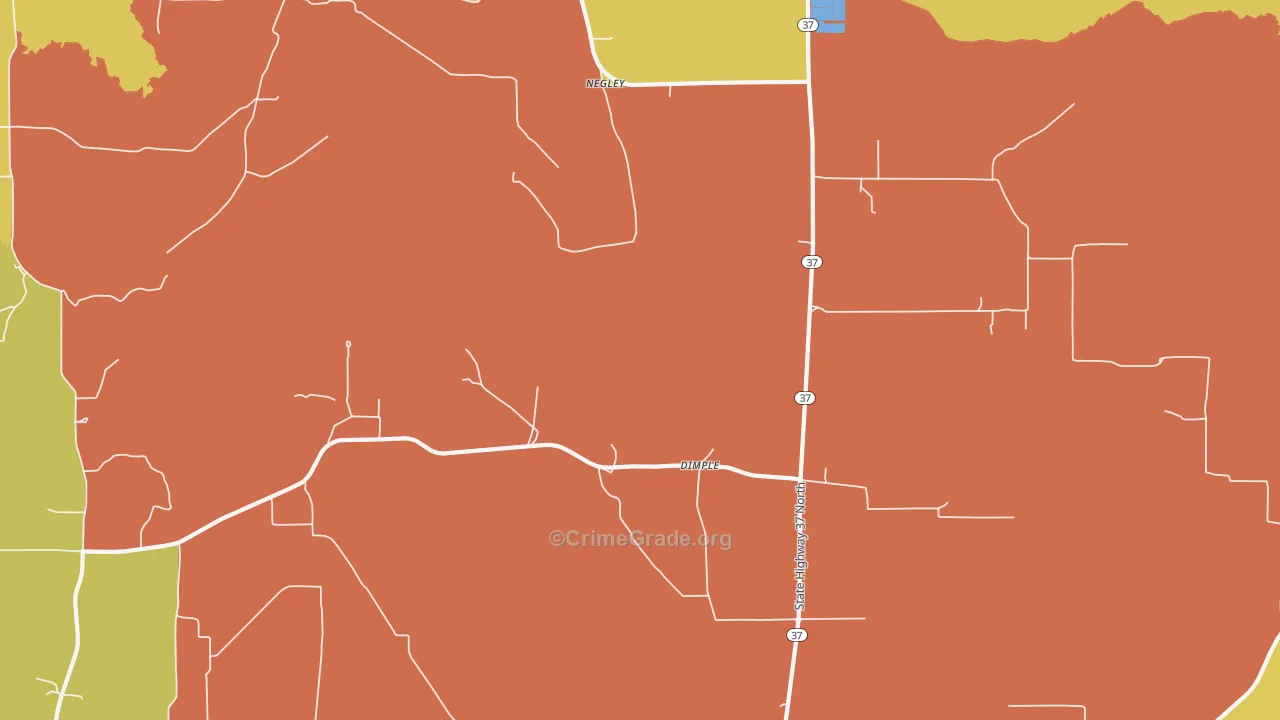 Dimple, TX Map of Vandalism Rates
