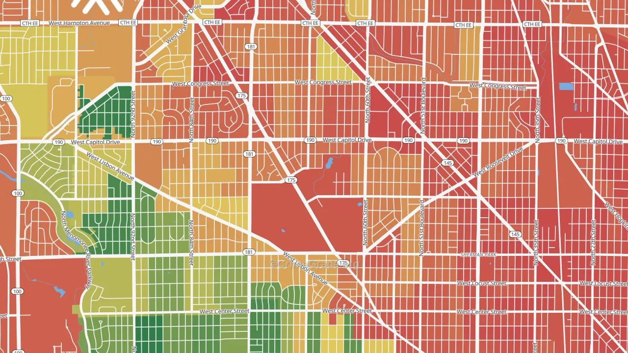 Dineen Park, Milwaukee, WI Map of Vandalism Rates