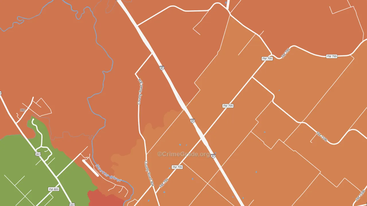 Dinero, TX Map of Vandalism Rates