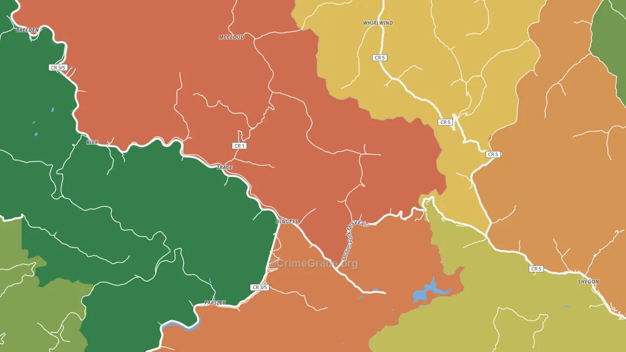 Dingess, WV Map of Vandalism Rates