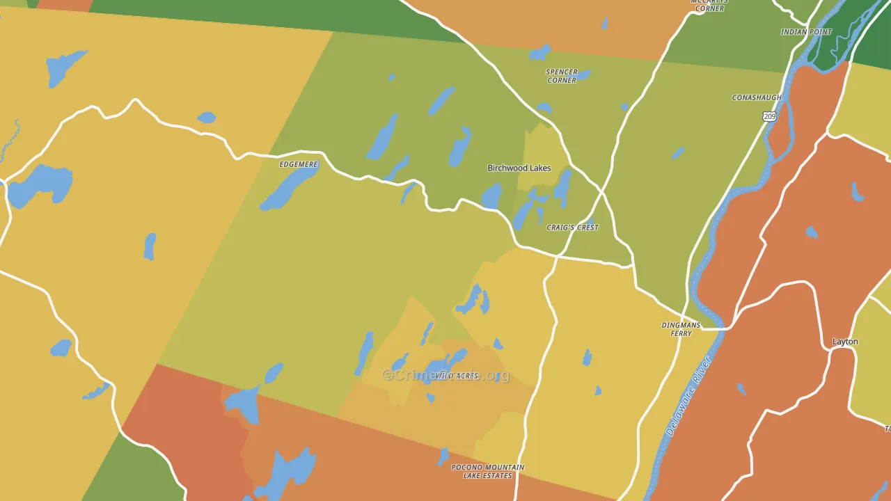 Dingmans Ferry, PA Map of Vandalism Rates