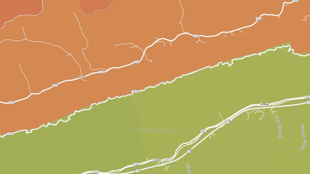 Dione, KY Map of Vandalism Rates