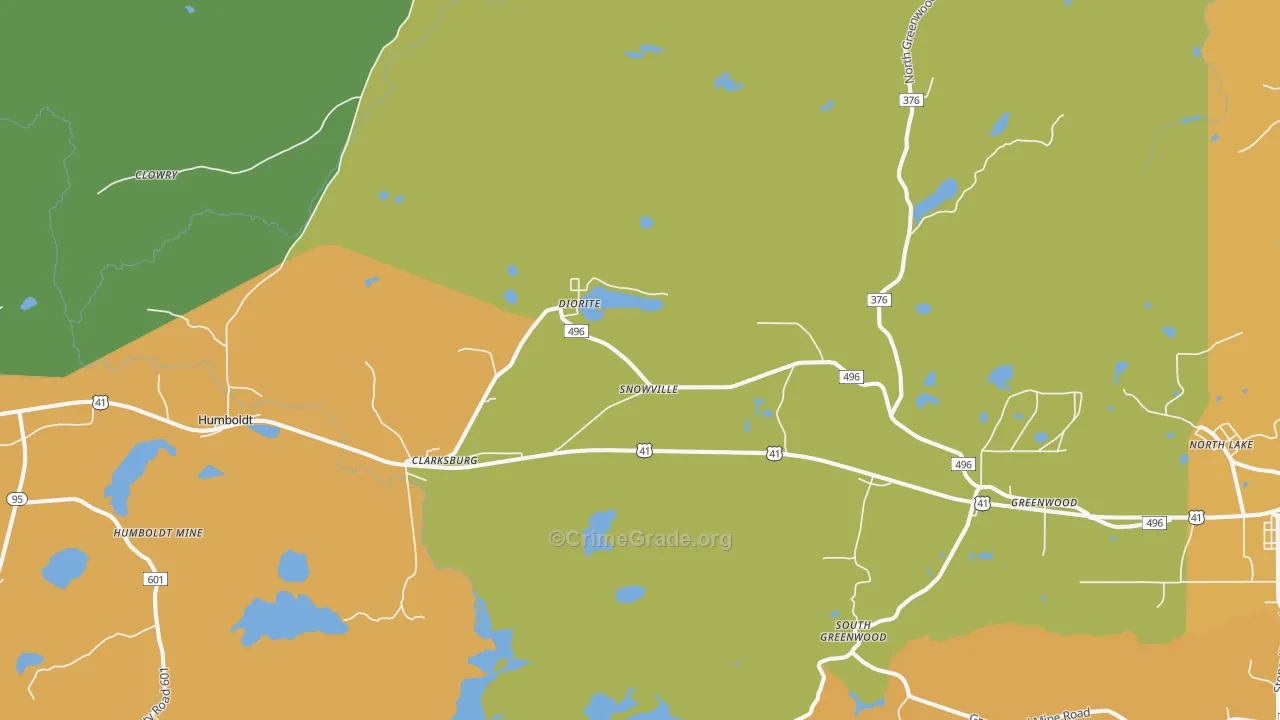Diorite, MI Map of Vandalism Rates