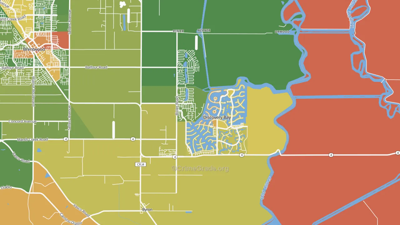 Discovery Bay, CA Map of Vandalism Rates