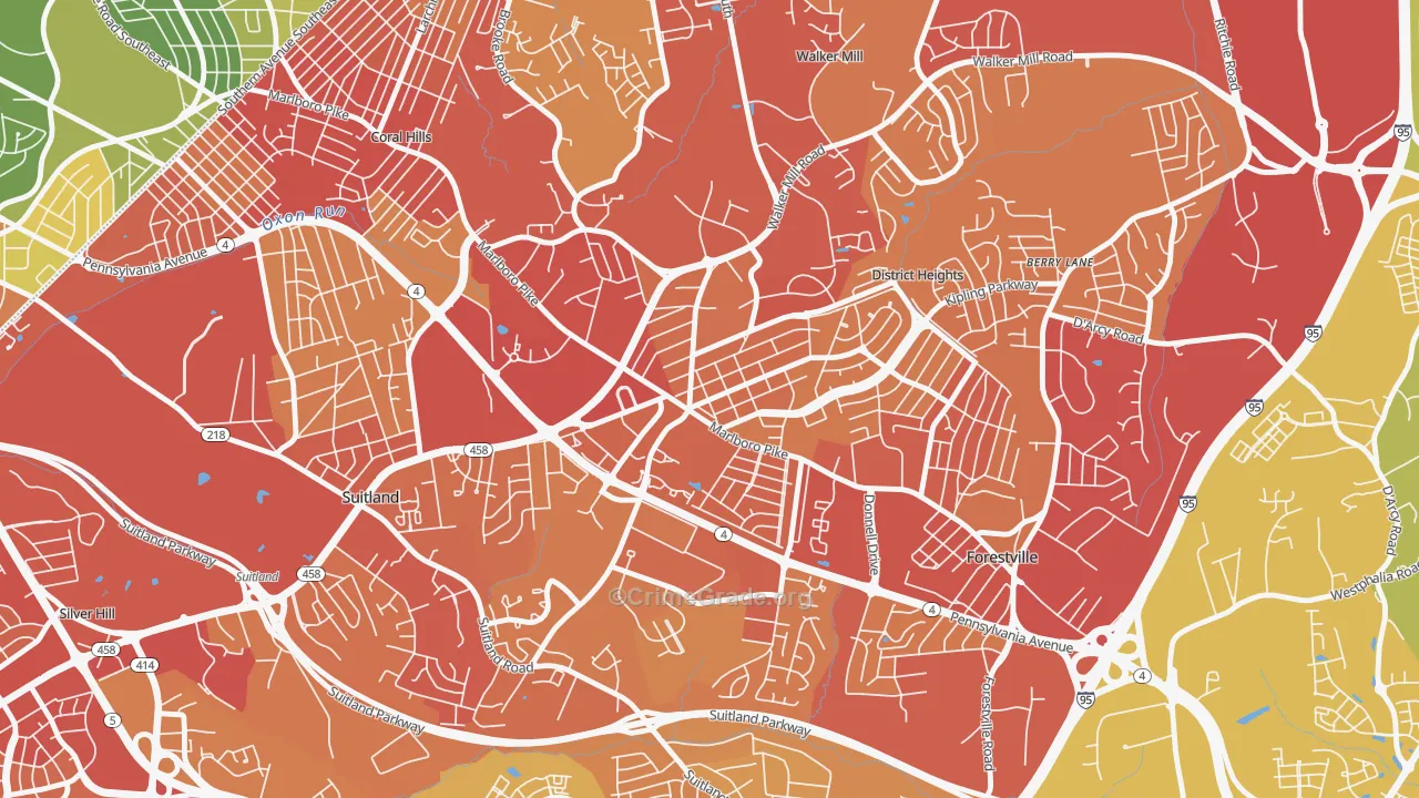 District Heights, MD Map of Vandalism Rates