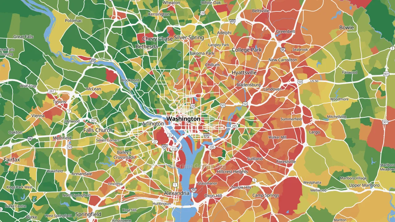 District of Columbia Map of Vandalism Rates