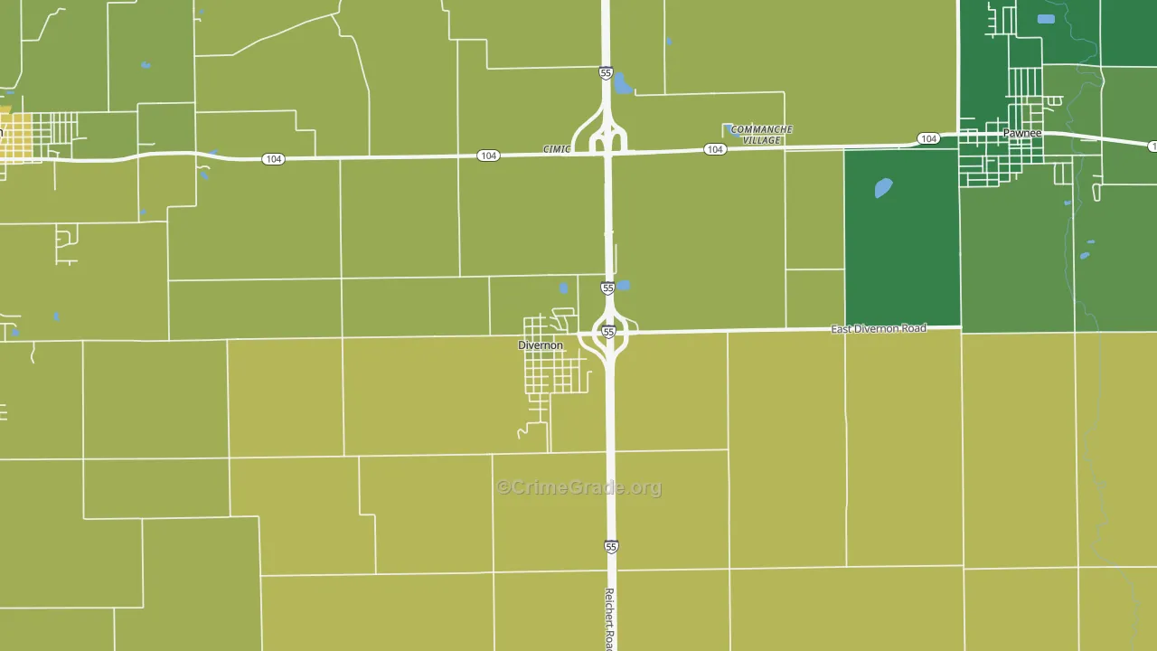 Divernon, IL Map of Vandalism Rates