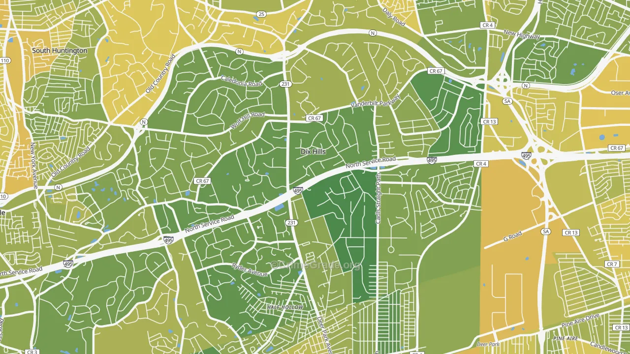 Dix Hills, NY Map of Vandalism Rates