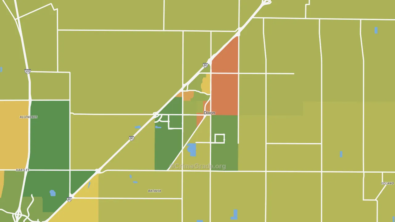 Dixon, CA Map of Vandalism Rates