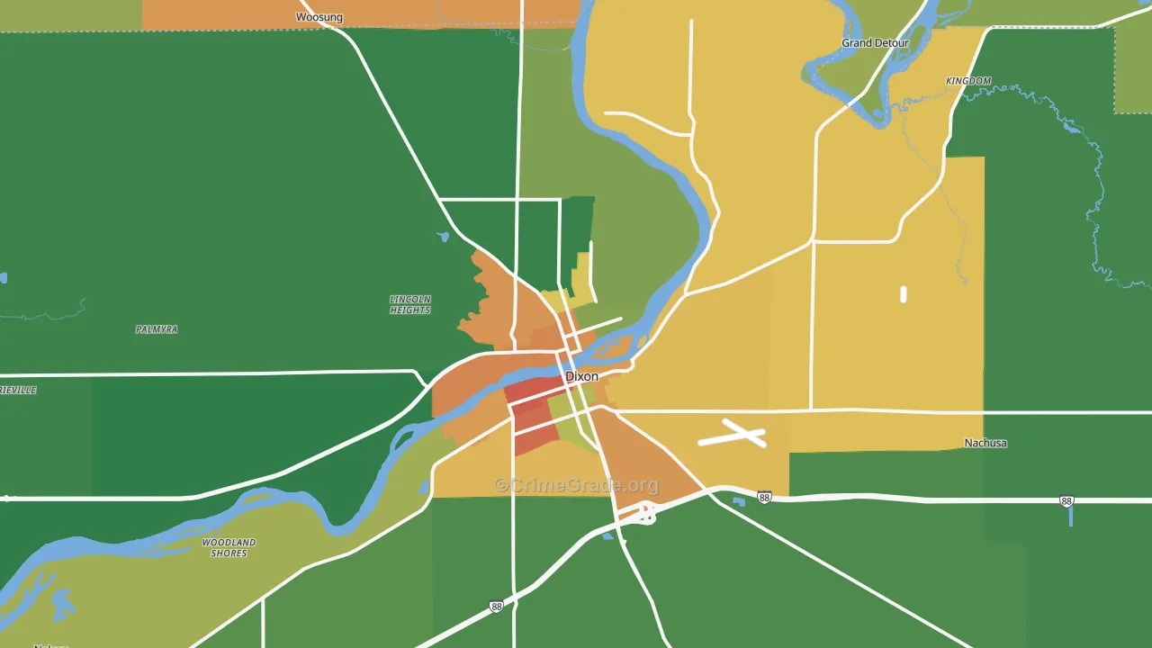 Dixon, IL Map of Vandalism Rates