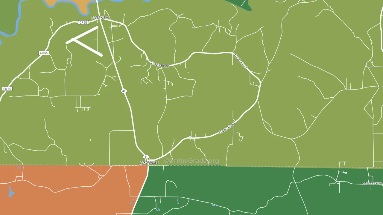 Dixonville, AL Map of Vandalism Rates