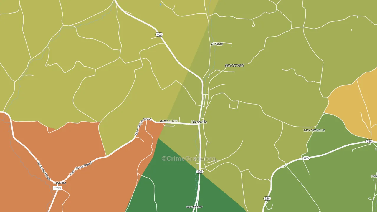 Dixonville, PA Map of Vandalism Rates