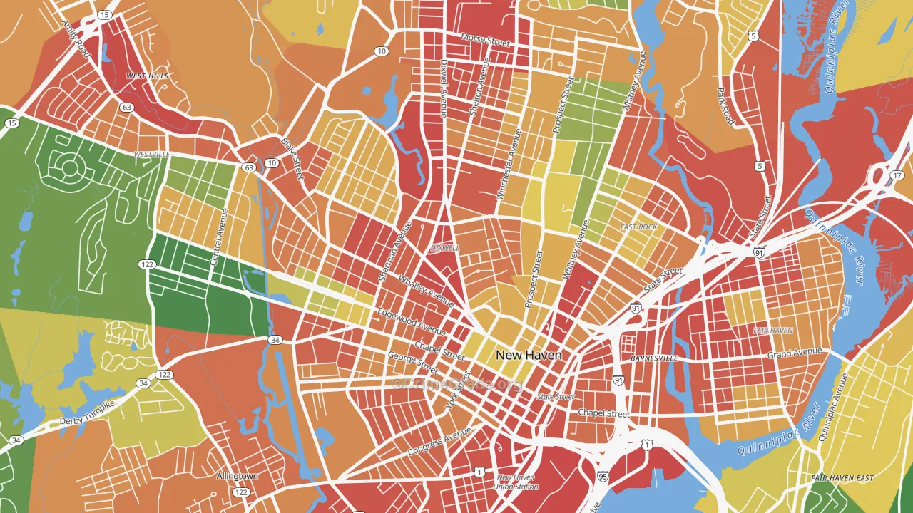 Dixwell, New Haven, CT Map of Vandalism Rates