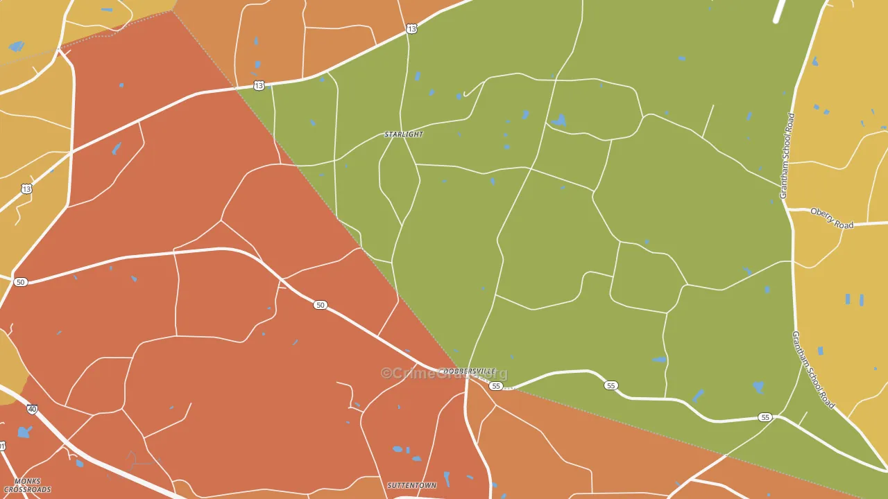 Dobbersville, NC Map of Vandalism Rates
