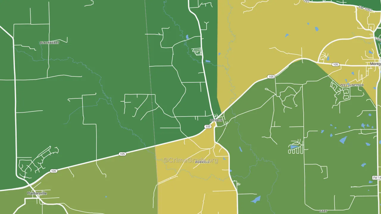 Dobbin, TX Map of Vandalism Rates
